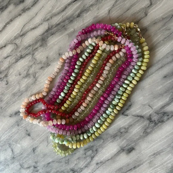 NEW Pink Aventurine Hand Knotted Silk Beaded Necklace w/Gold Fill Hardware 19” - Picture 8 of 8